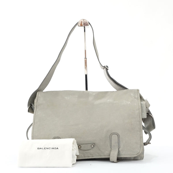Balenciaga Soft Grey Lamb Leather Postman Bag