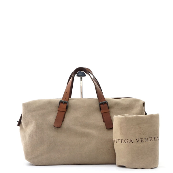 Bottega Veneta Canvas Beige Travel Bag