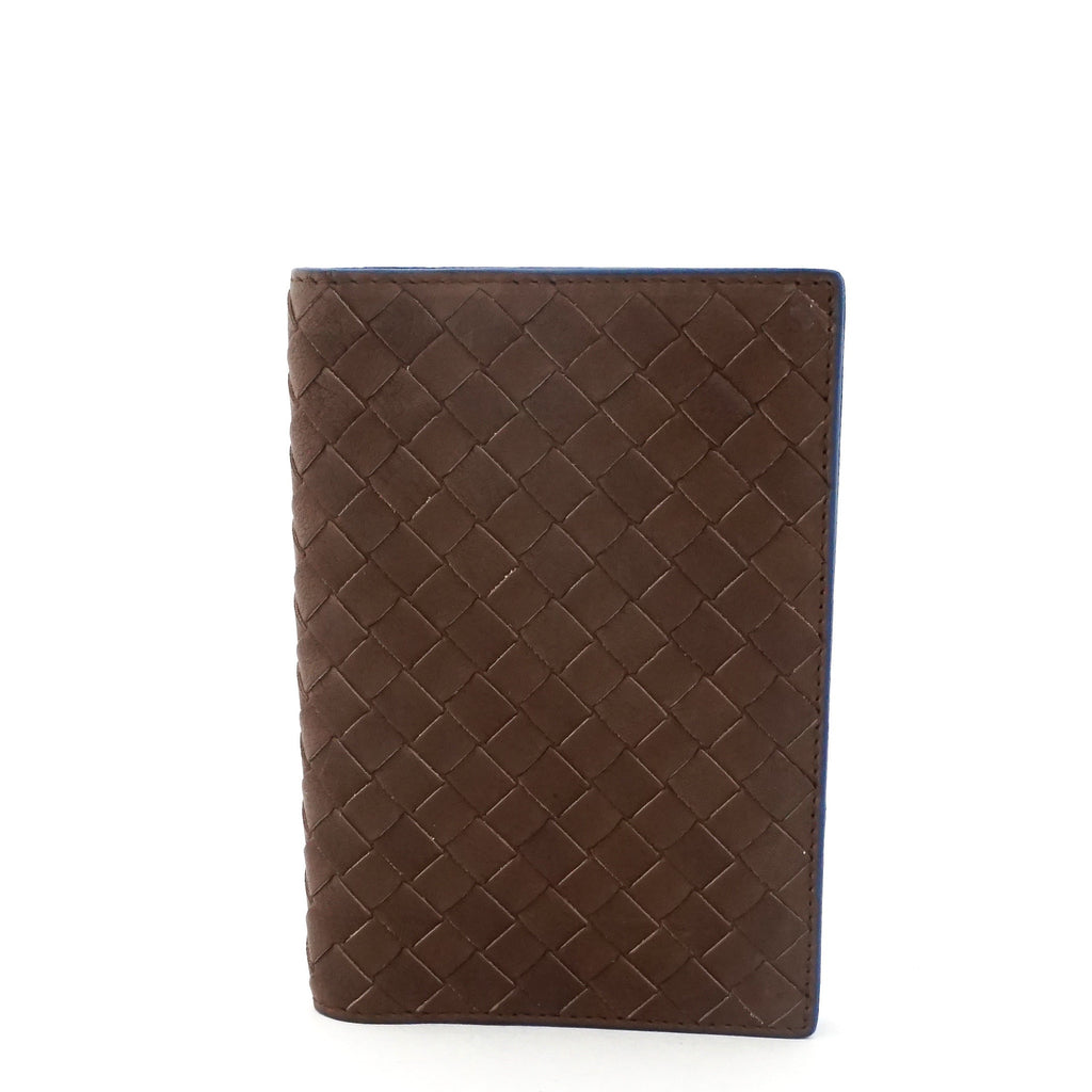 Bottega Veneta Brown Blue Passport Cover