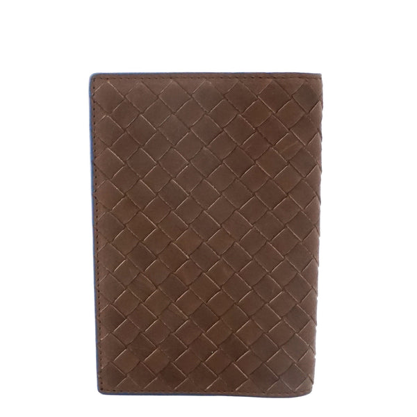 Bottega Veneta Brown Blue Passport Cover