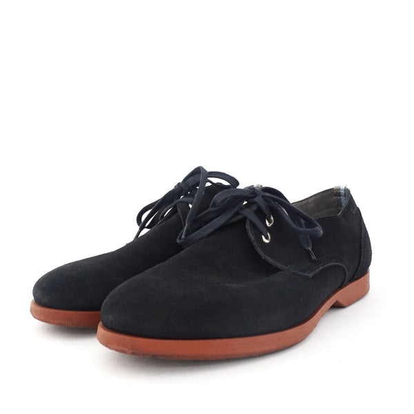 Ferragamo Navy Suede Lace Up Shoes 8