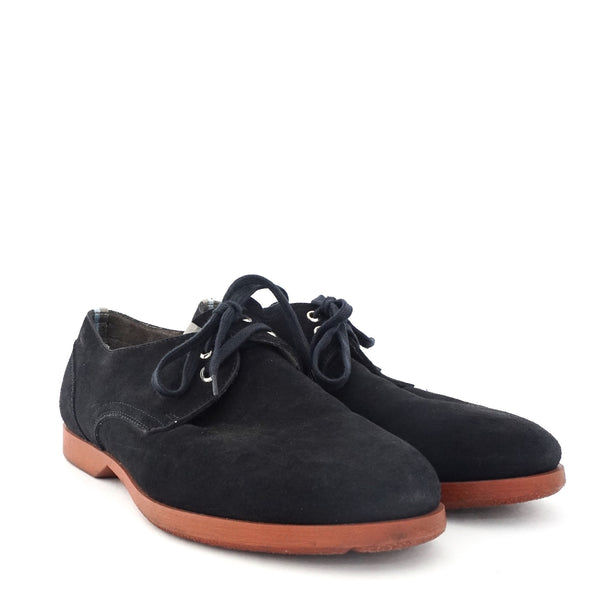 Ferragamo Navy Suede Lace Up Shoes 8