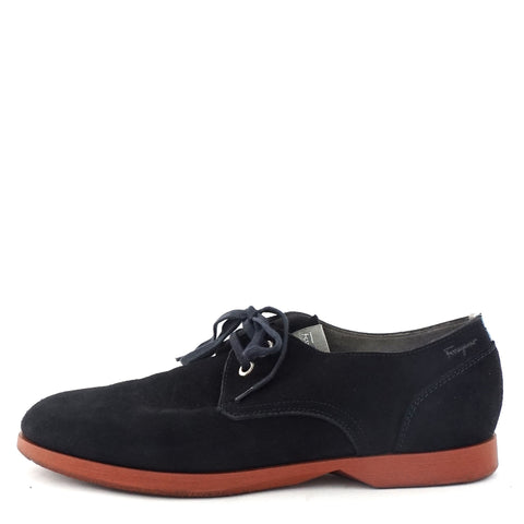 Ferragamo Navy Suede Lace Up Shoes 8