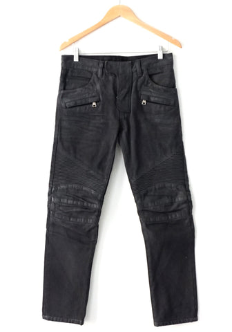 Balmain Grey Skinny Bikers Pants