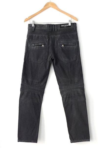 Balmain Grey Skinny Bikers Pants